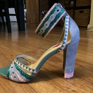 Katy Perry Collections Green and Pink Heels with Chunky Heel